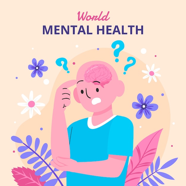 Vector hand drawn world mental health day illustration