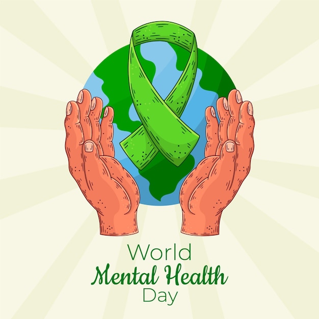 Hand drawn world mental health day