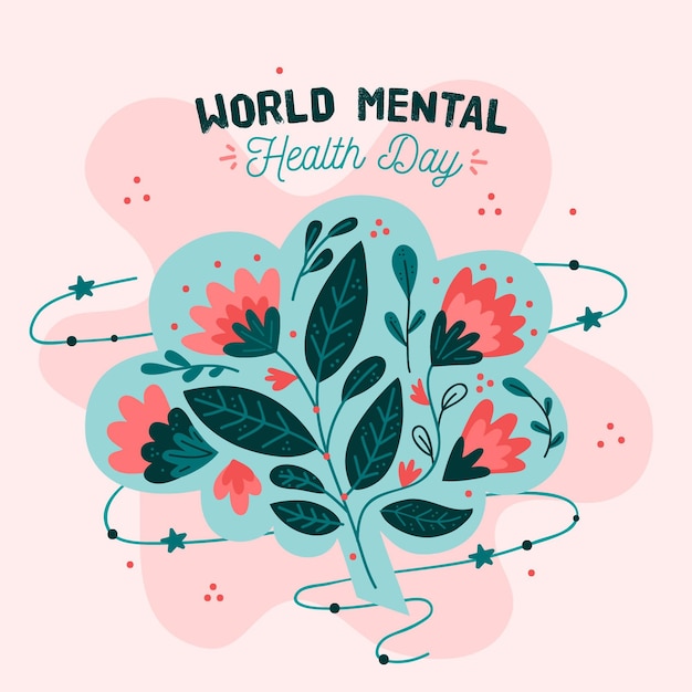 Giornata mondiale della salute mentale disegnata a mano