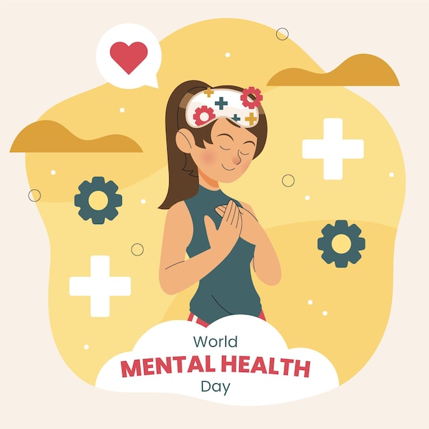 Hand drawn world mental health day