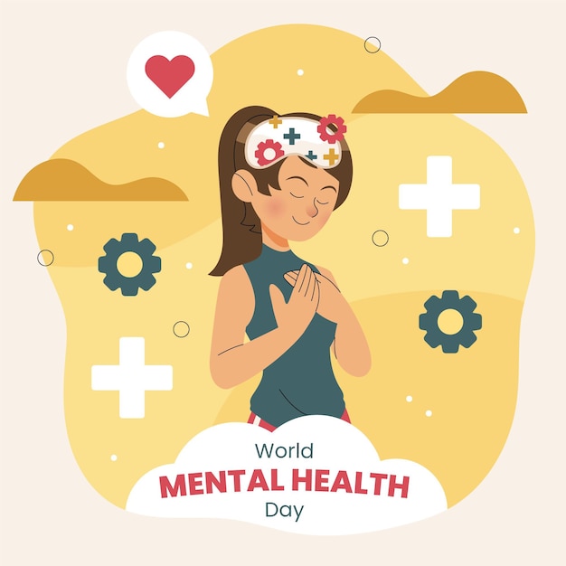 Vector hand drawn world mental health day