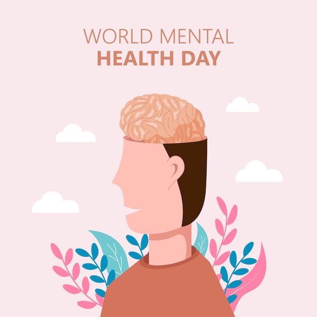 Hand drawn world mental health day