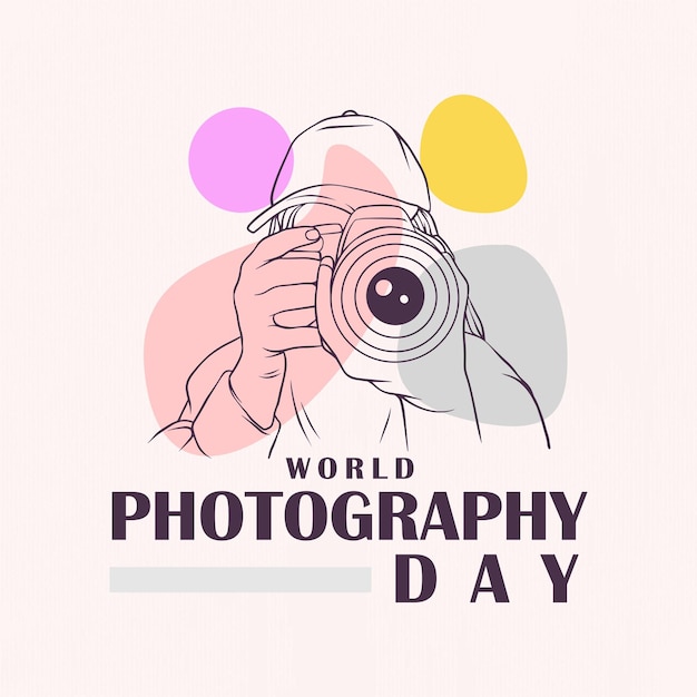Нарисованная рукой иллюстрация дня мировой фотографии