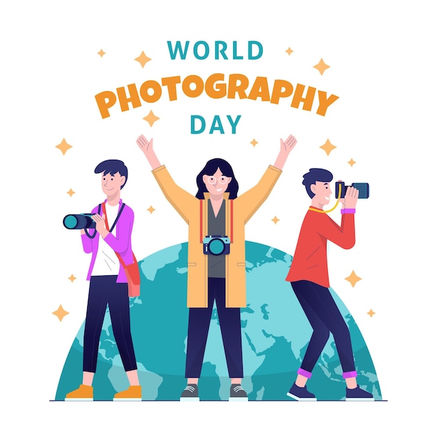 Hand drawn world photography day