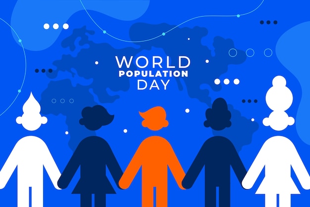 Hand drawn world population day background