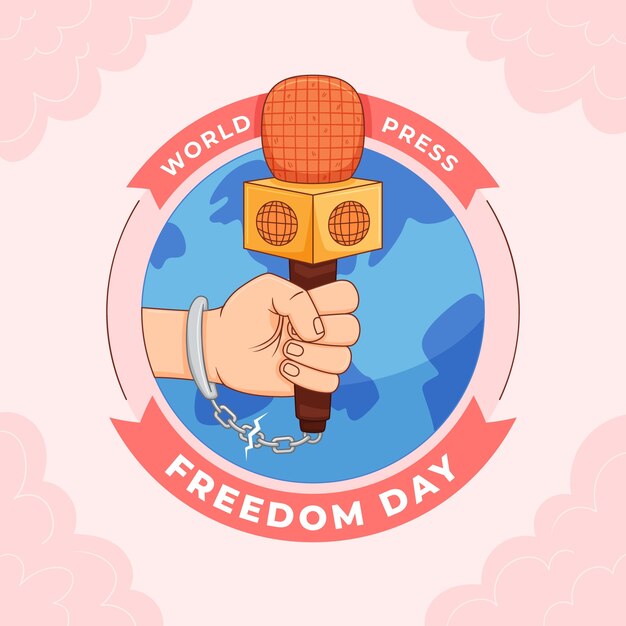 Hand drawn world press freedom day illustration