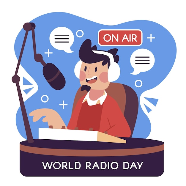 Hand drawn world radio day illustration