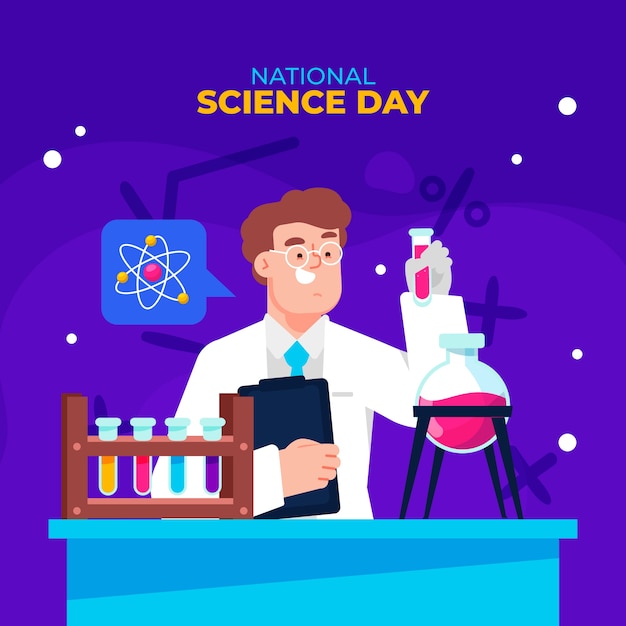 Hand drawn world science day illustration