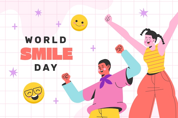 Hand drawn world smile day celebration background