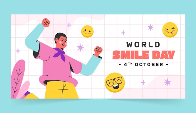 hand drawn world smile day celebration banner