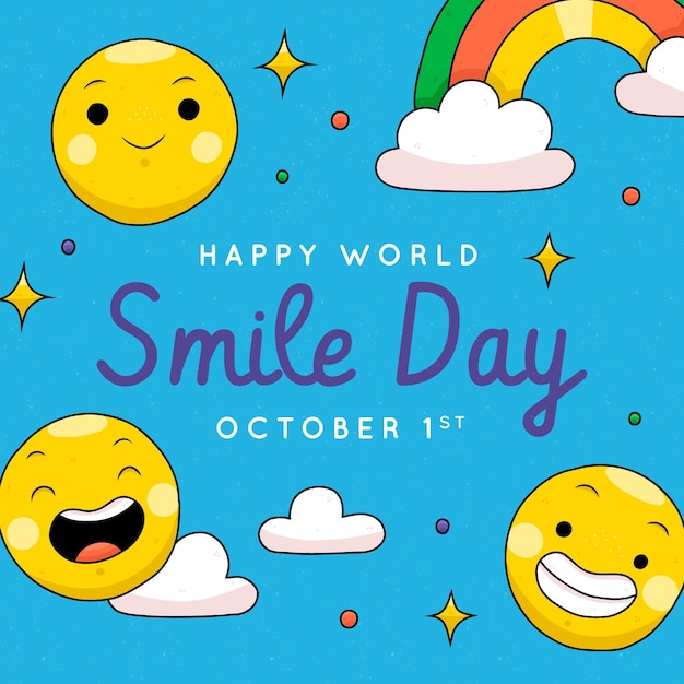 Vector hand drawn world smile day illustration