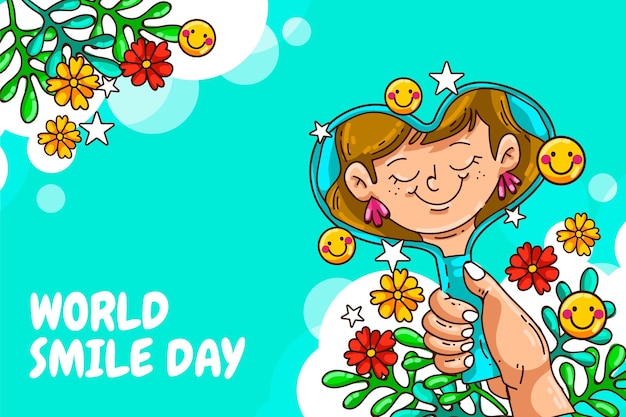 Hand drawn world smile day illustration