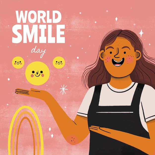 Hand drawn world smile day illustration