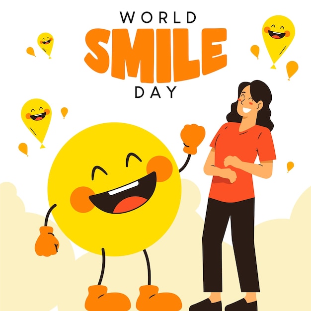 Vector hand drawn world smile day vector illustration concept