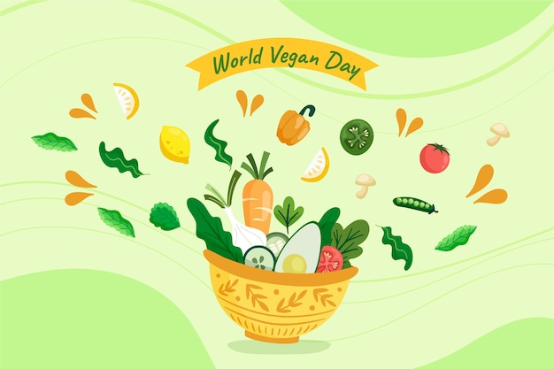 Hand drawn world vegan day background