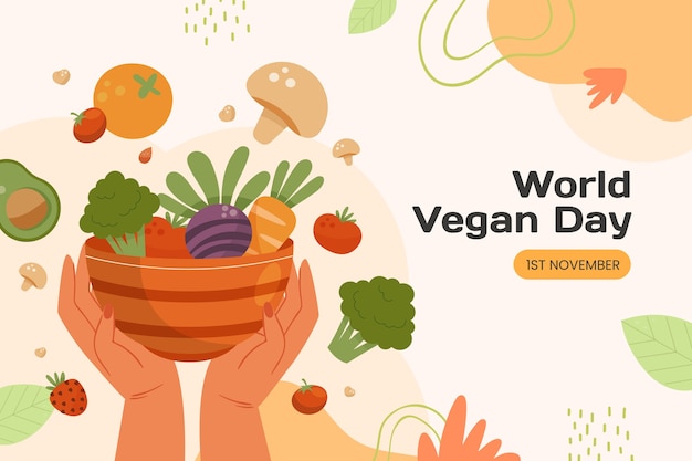 Hand drawn world vegan day background