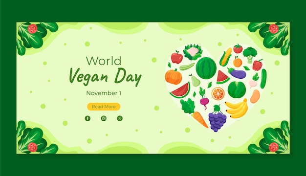 Hand drawn world vegan day banner