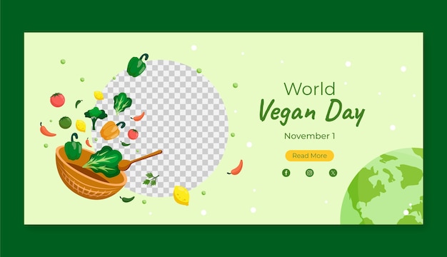 Hand drawn world vegan day banner