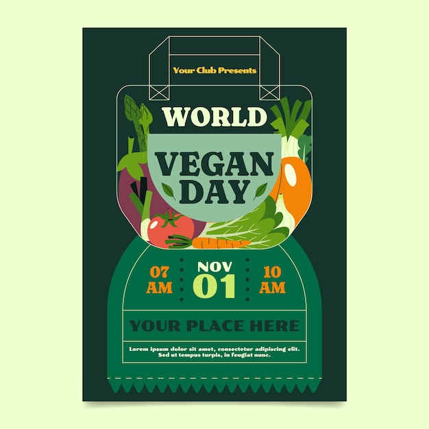 Hand drawn world vegan day poster design