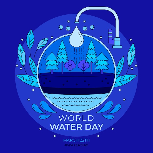 Vector hand drawn world water day illustration