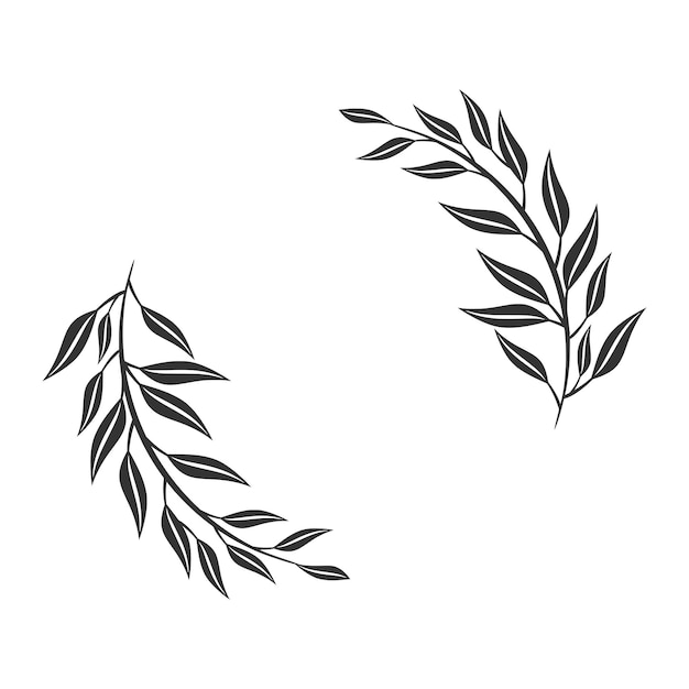 Hand drawn wreath circular vector art black and white