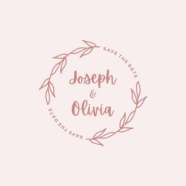 Vector hand drawn wreath logo botanical label for packaging or wedding design