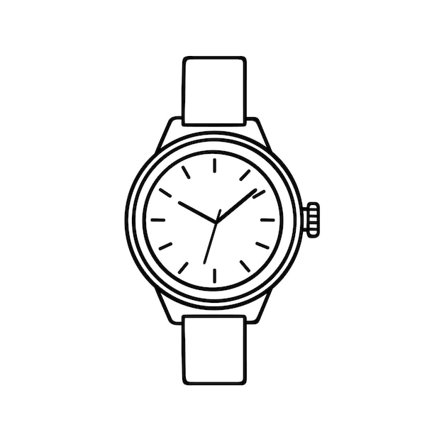 Hand drawn wristwatch doodle Hand clock in sketch style