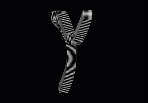 손으로 그린 Y 편지. 추상 Y 문자입니다.