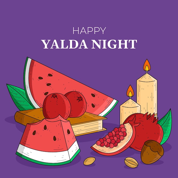 Vector hand drawn yalda background