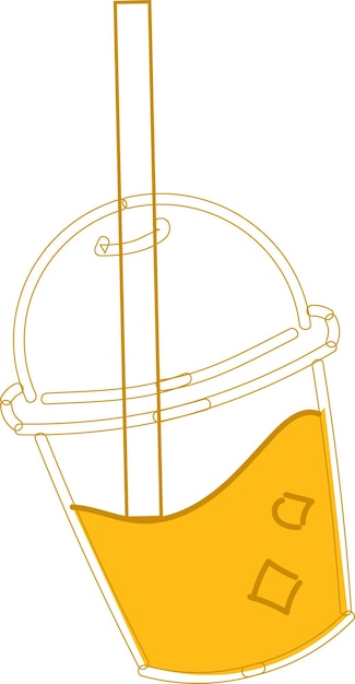 Hand drawn yellow fresh lemon drink on white background