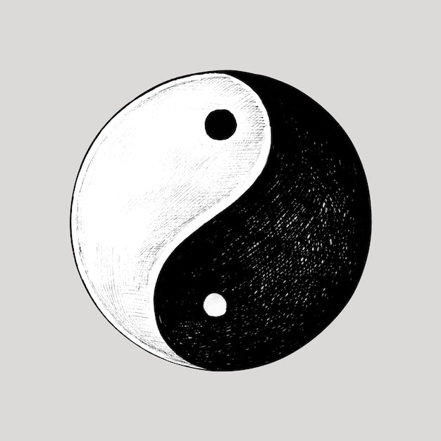 Vector hand drawn yin and yang symbol