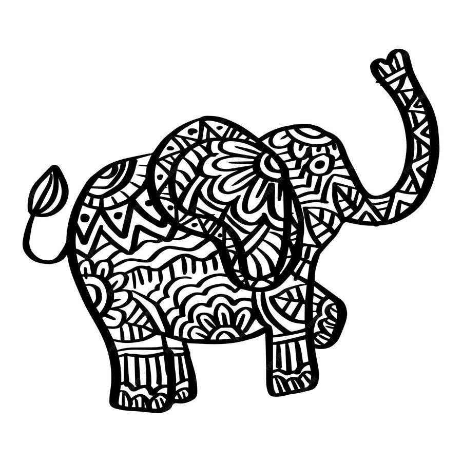 Premium Vector | Hand drawn zentangle elephant illustration.