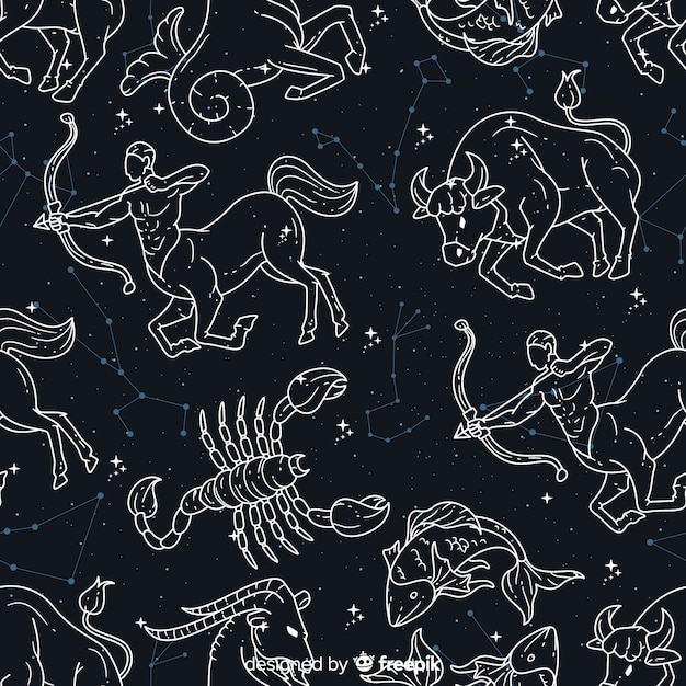 Hand drawn zodiac pattern