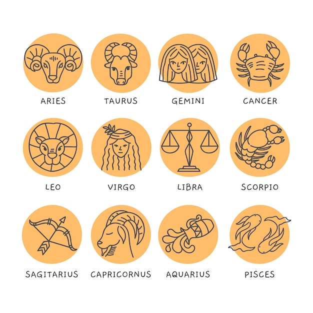 Vector hand drawn zodiac sign collection