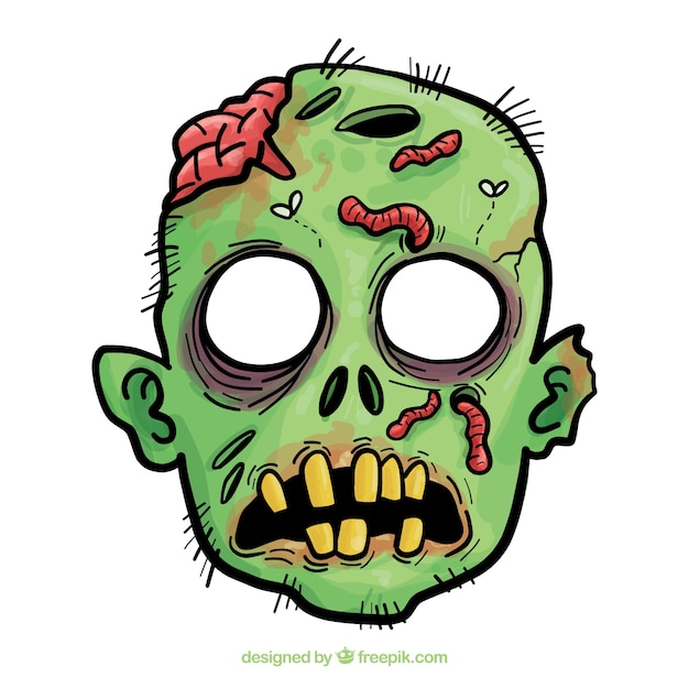 Vettore maschera di halloween zombie disegnata a mano