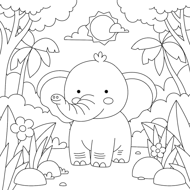 손으로 그린 동물원 동물 일러스트레이션
