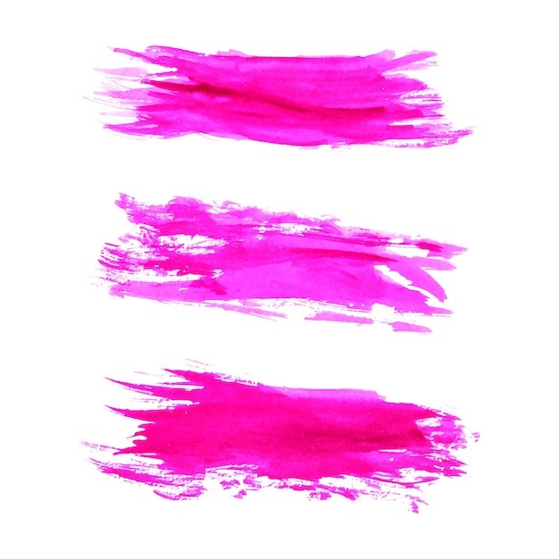 Hand draws ink brush stroke collection Watercolor pink vector brush strokes