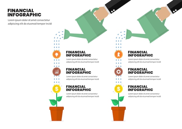 Hand drenken geld plant infographic Financiën concept vectorillustratie