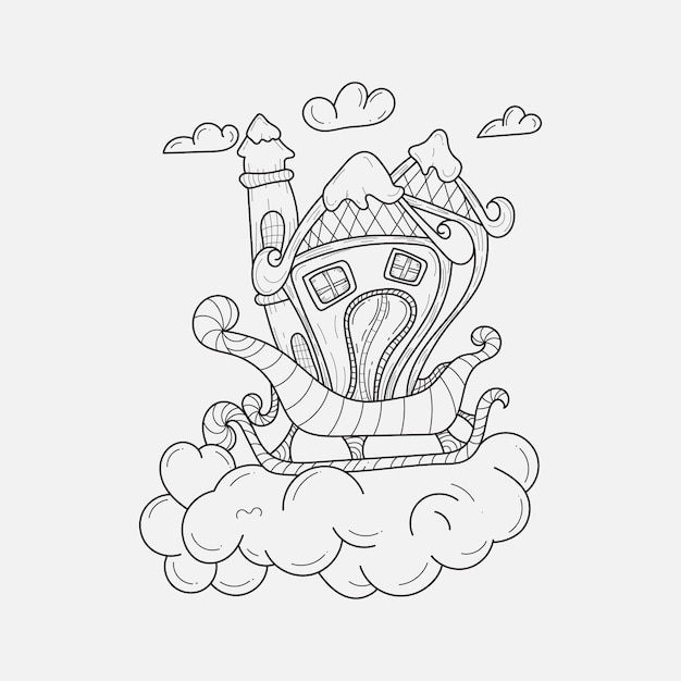 Vector hand drew doodle vector illustration christmas line art drawings