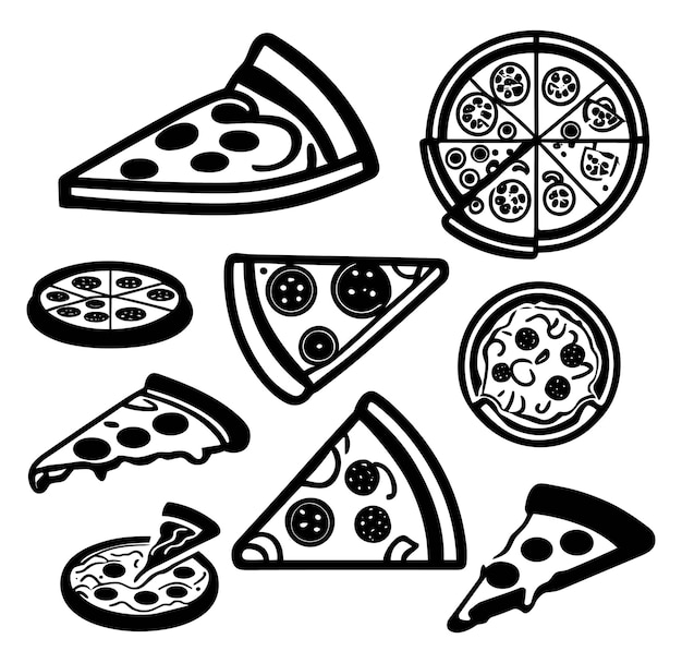 Vector hand drown pizza illustration