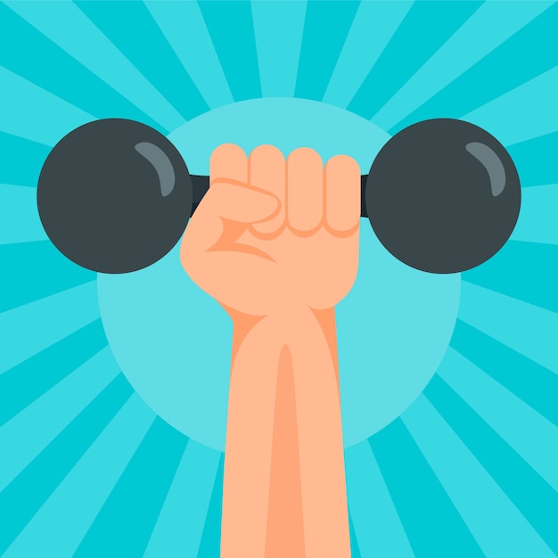 Vector hand dumbbell background