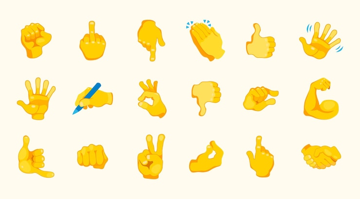 Набор векторных иконок жестов рук Emojis Набор иконок смайликов жестов