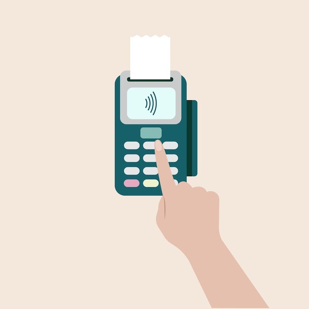 Premium Vector Hand enters the pin code with a finger on the pos