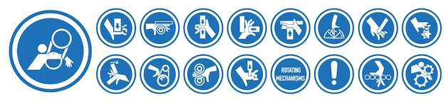 Hand entrapment hazard signs Hand tightening warning sign EPS 10