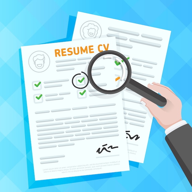 Hand examining resume forms