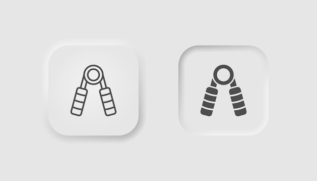 Hand expander icon in neumorphism style Icons for business white UI UX Sports equipment symbol Hand grip exercise fitness bodybuilding Neumorphic style Vector illustration