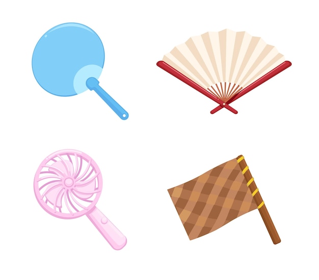 Hand fan symbool collectie set cartoon illustratie vector