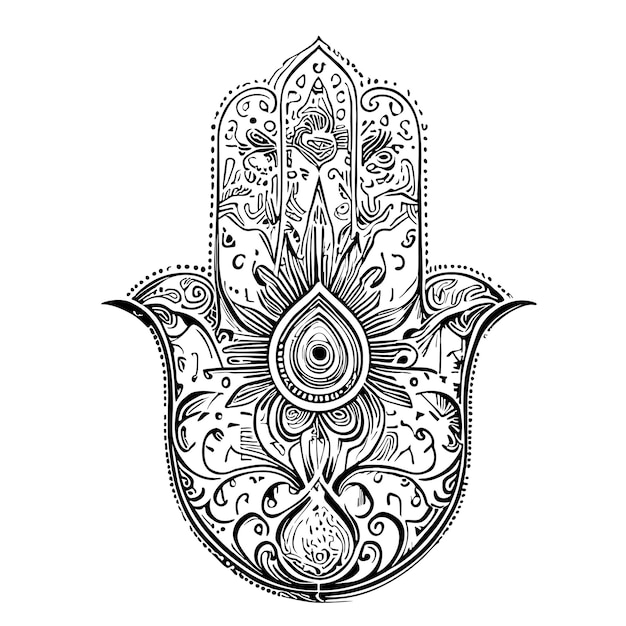 Vector hand of fatima symbol sketch hand drawn in doodle style illustration