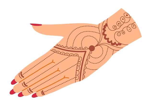 Vector hand of female personage henna ornament design