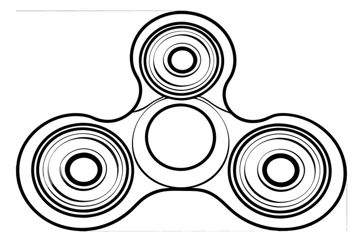 Vector hand fidget spinner outline icon isolated on white background